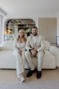 Jess Culling with her husband at a home on the Redcliffe Peninsula