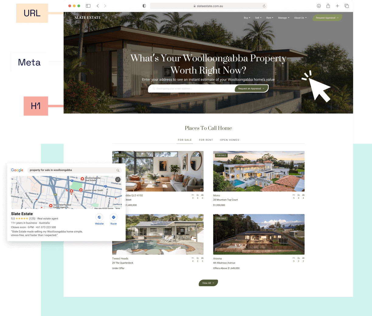 graphic highlighting best practice real estate seo